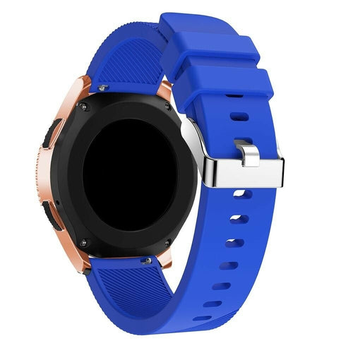 Twill Silicone Strap, blue, on a watch, 3/4 rear view