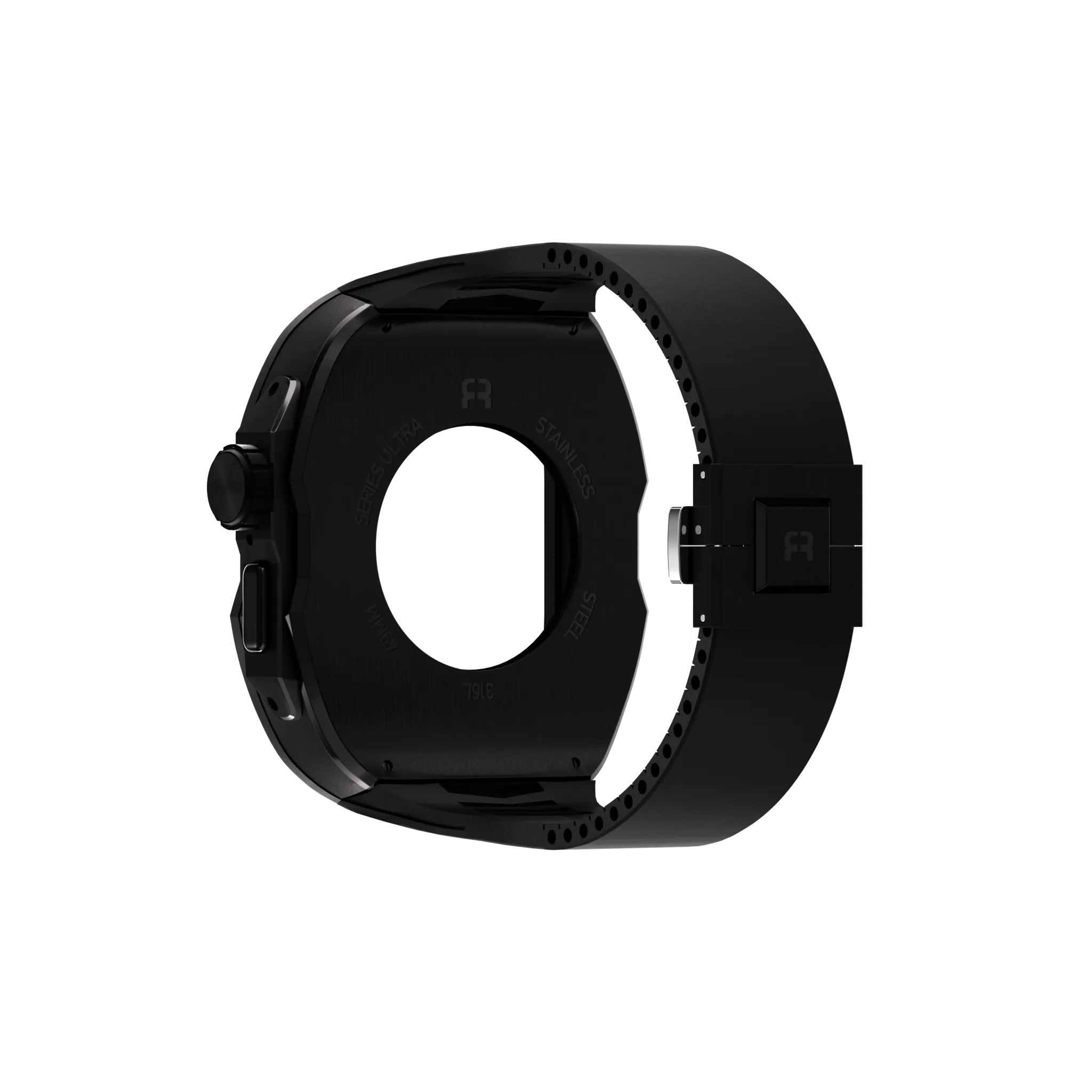 Reqior Apple Watch Ultra Case with Rubber Strap (Black)