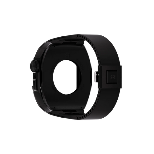 Reqior Apple Watch 45mm case met rubberen band (Zwart)