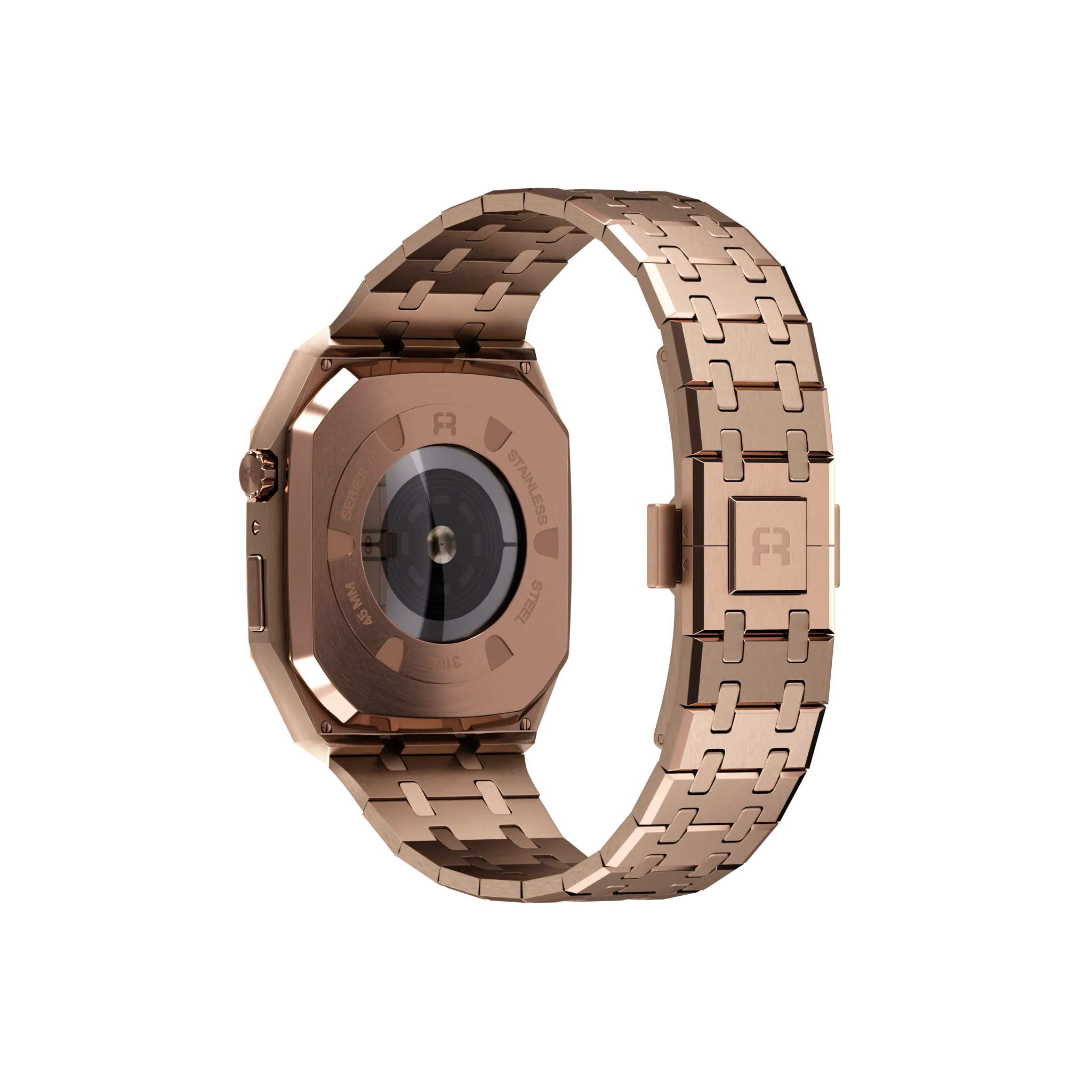Reqior Apple Watch 45mm Kast met Stalen Band (Roségoud)