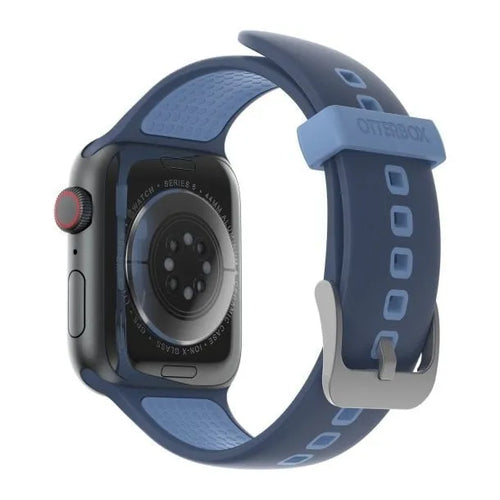 Otterbox Silicone Strap, dark blue, on a watch, 3/4 rear view
