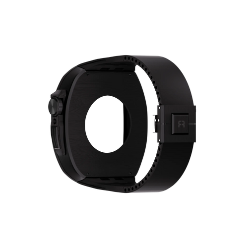 Reqior Apple Watch 45mm polymer case met rubberen band (carbon zwart)