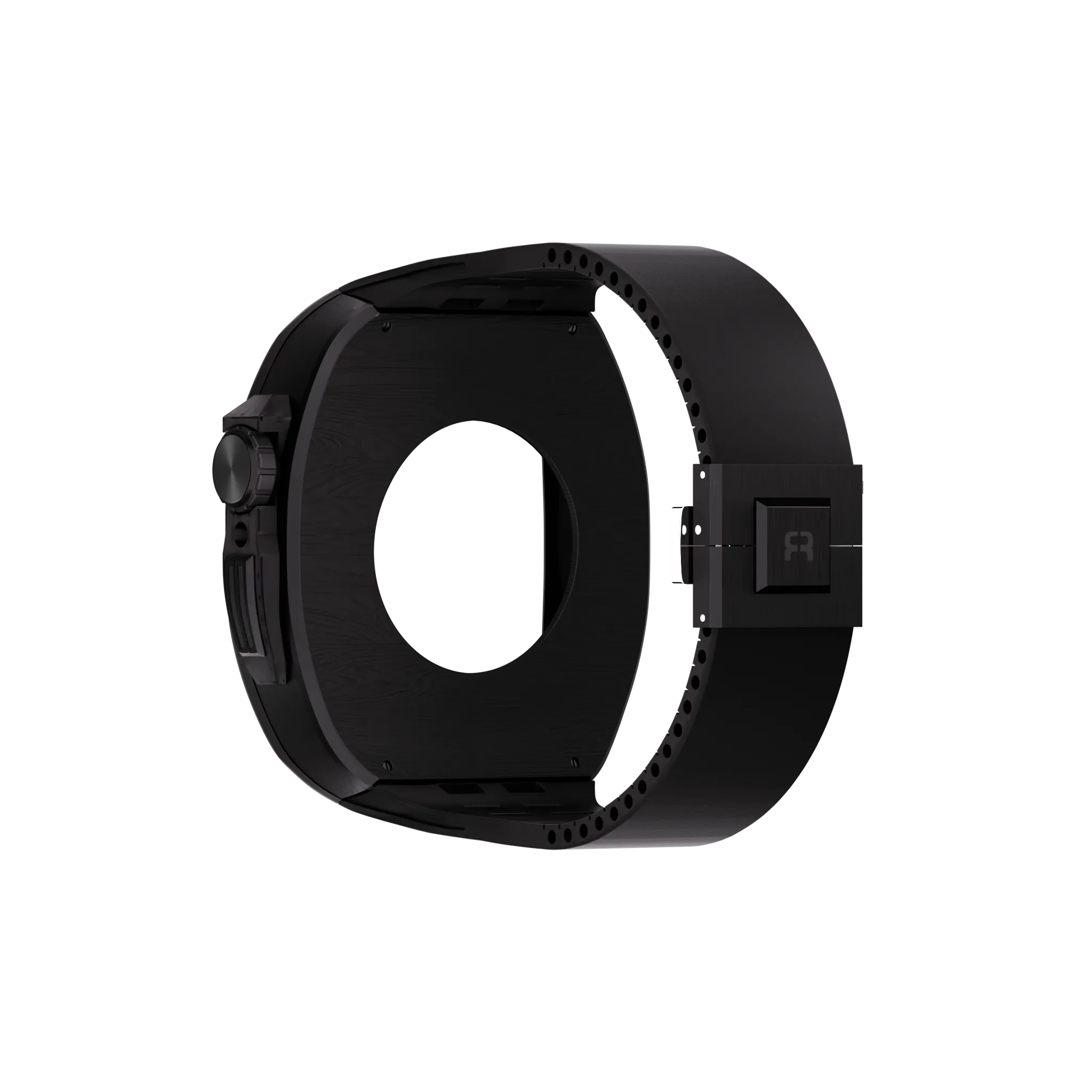 Reqior Apple Watch 45mm polymer case met rubberen band (carbon zwart)