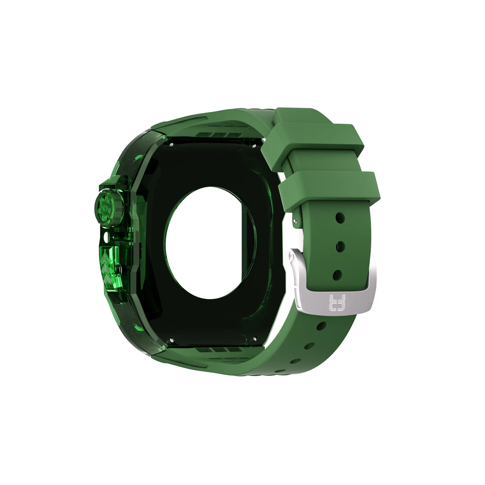 Reqior Apple Watch 45mm polymer case met rubberen band (groen)
