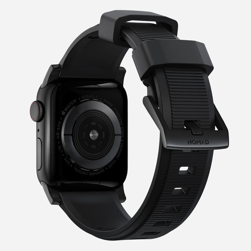 Nomad Rugged Apple Watch siliconen bandje (zwart) / zilver