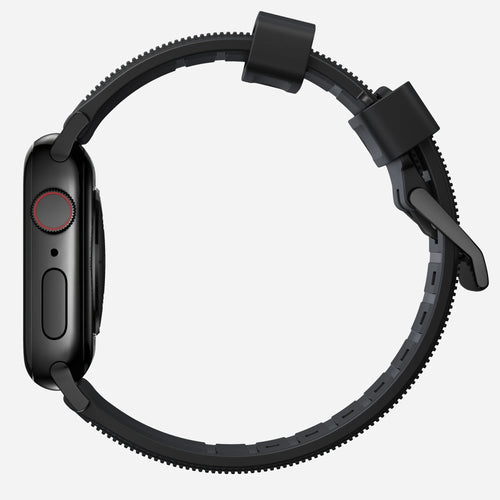 Nomad Rugged Apple Watch siliconen bandje (zwart) / zilver