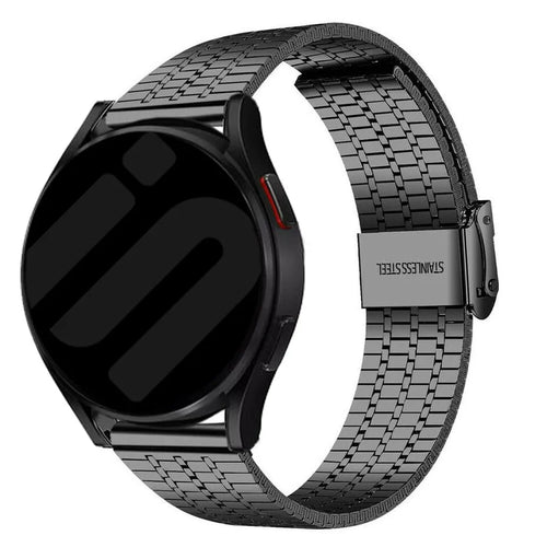 Fine Steel Strap, black, on a watch, 3/4 rear view