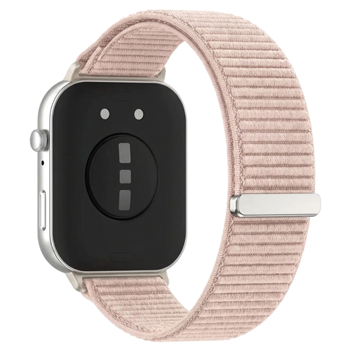 Wave Nylon Strap, light pink, on a watch, 3/4 rear view