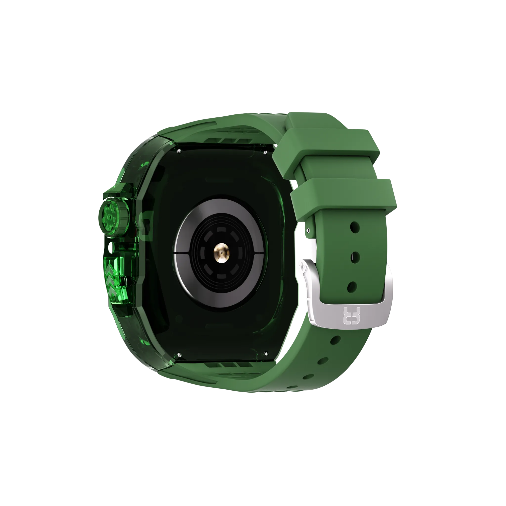 Reqior Apple Watch 45mm polymer case met rubberen band (groen)