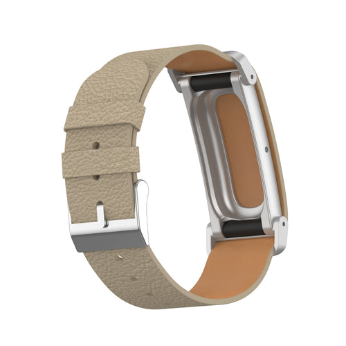 Litchi Leather Strap, coffee, on a watch, 3/4 rear view