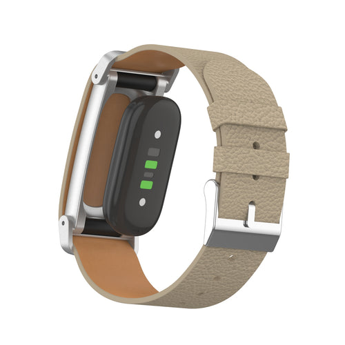 Litchi Leather Strap, coffee, on a watch, 3/4 rear view