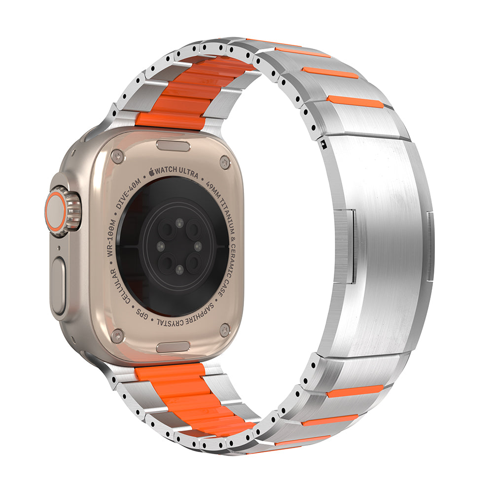 Apple Watch stalen hybrid band (titanium/oranje)