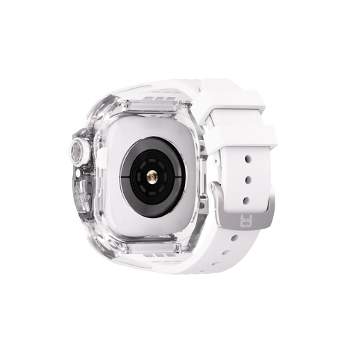 Reqior Apple Watch 45mm polymer case met rubberen band (transparant)