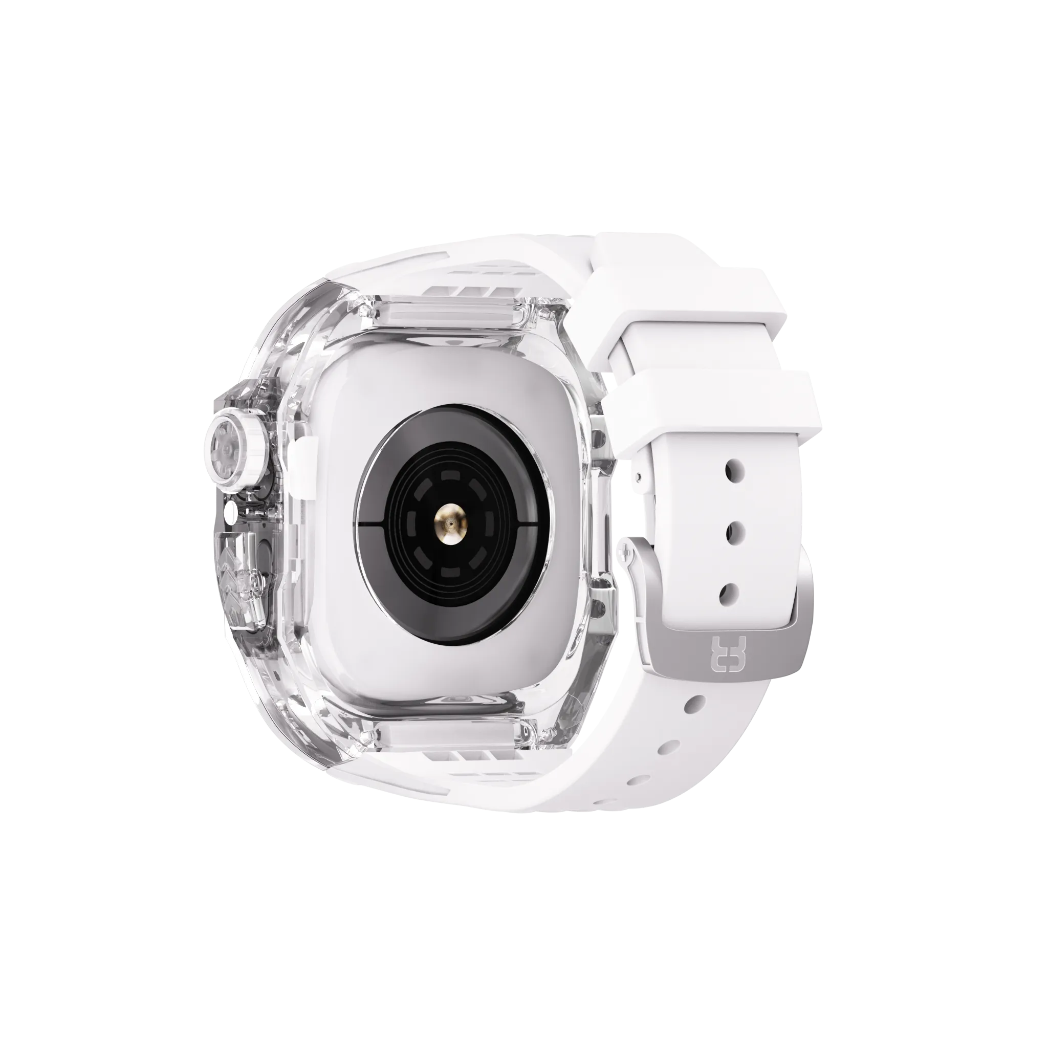 Reqior Apple Watch 45mm polymer case met rubberen band (transparant)