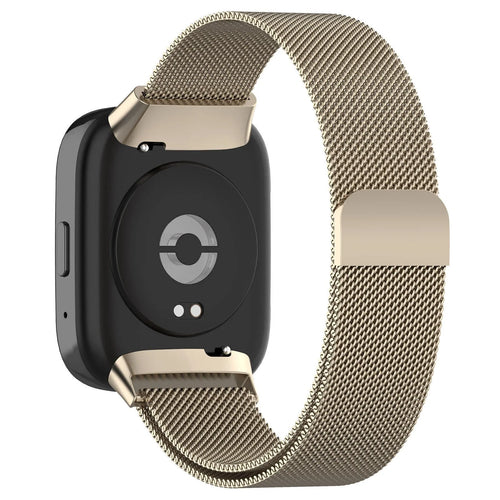 Milanese Strap, champagne, on a watch, 3/4 rear view