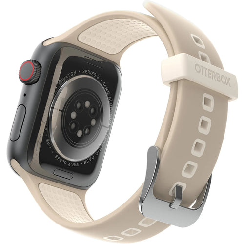 Silicone Strap, brown, on a watch, 3/4 rear view