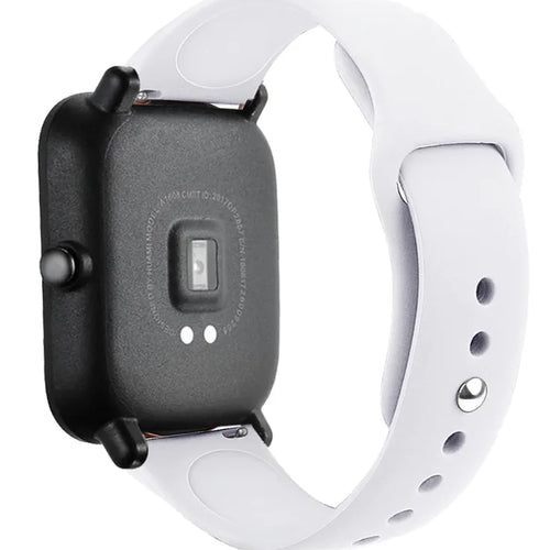 Silicone Sport Strap, white, on a watch, 3/4 rear view