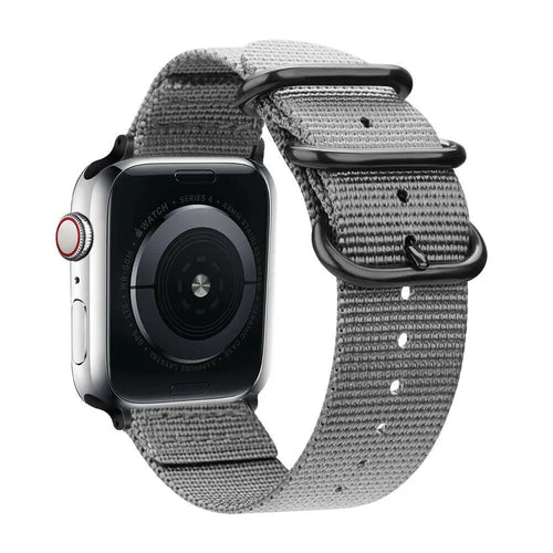 Nylon Buckle Strap, grey, on a watch, 3/4 rear view