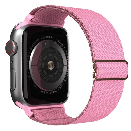 Nylon Elastic Strap, pink, on a watch, 3/4 rear view