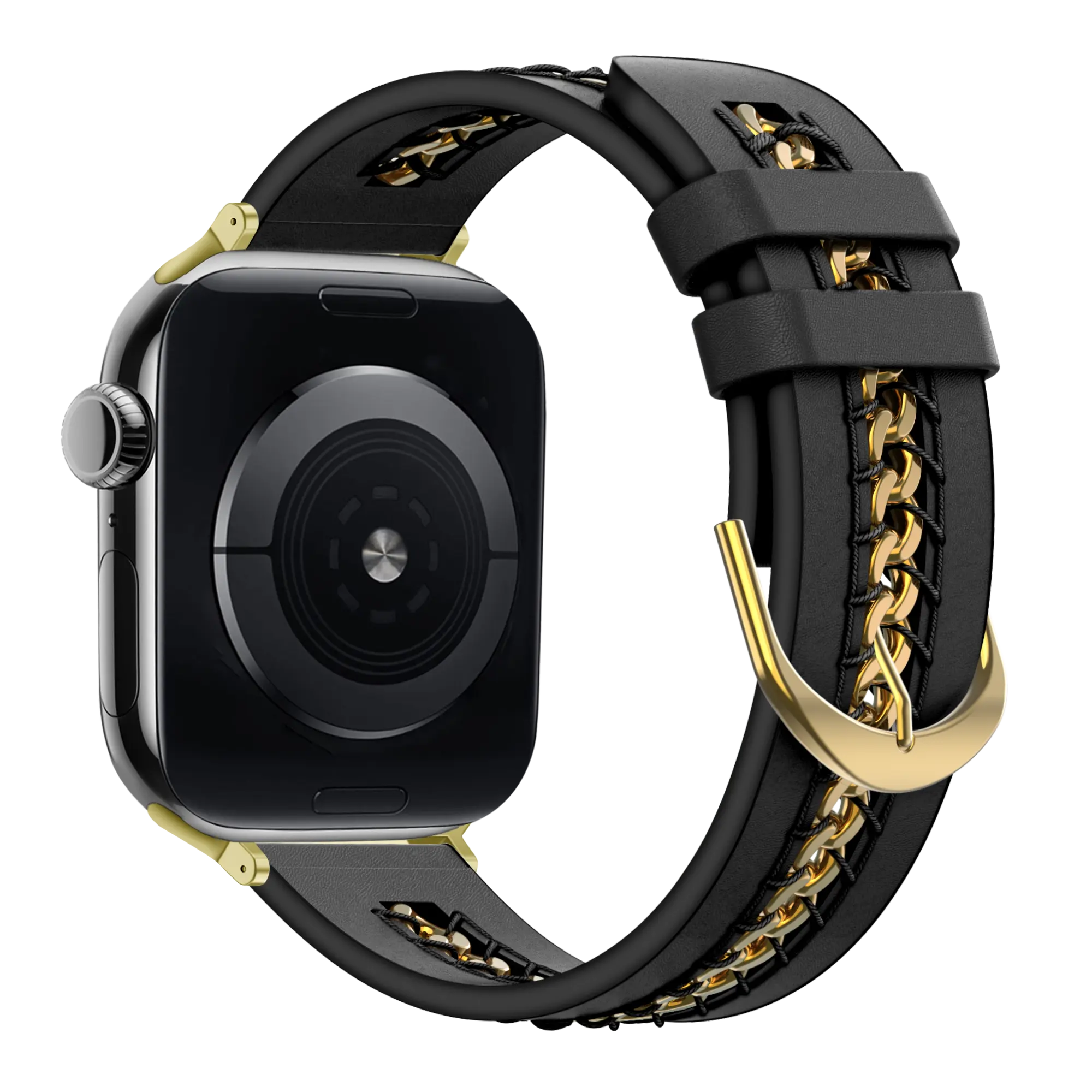 Bandz Apple Watch Leather Strap 'Chains' (Black)