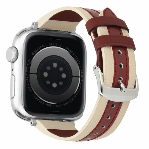 Apple Watch slim hybrid leren band (beige/rood)