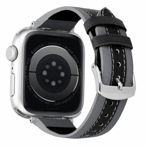 Apple Watch slim hybrid leren band (grijs/zwart)