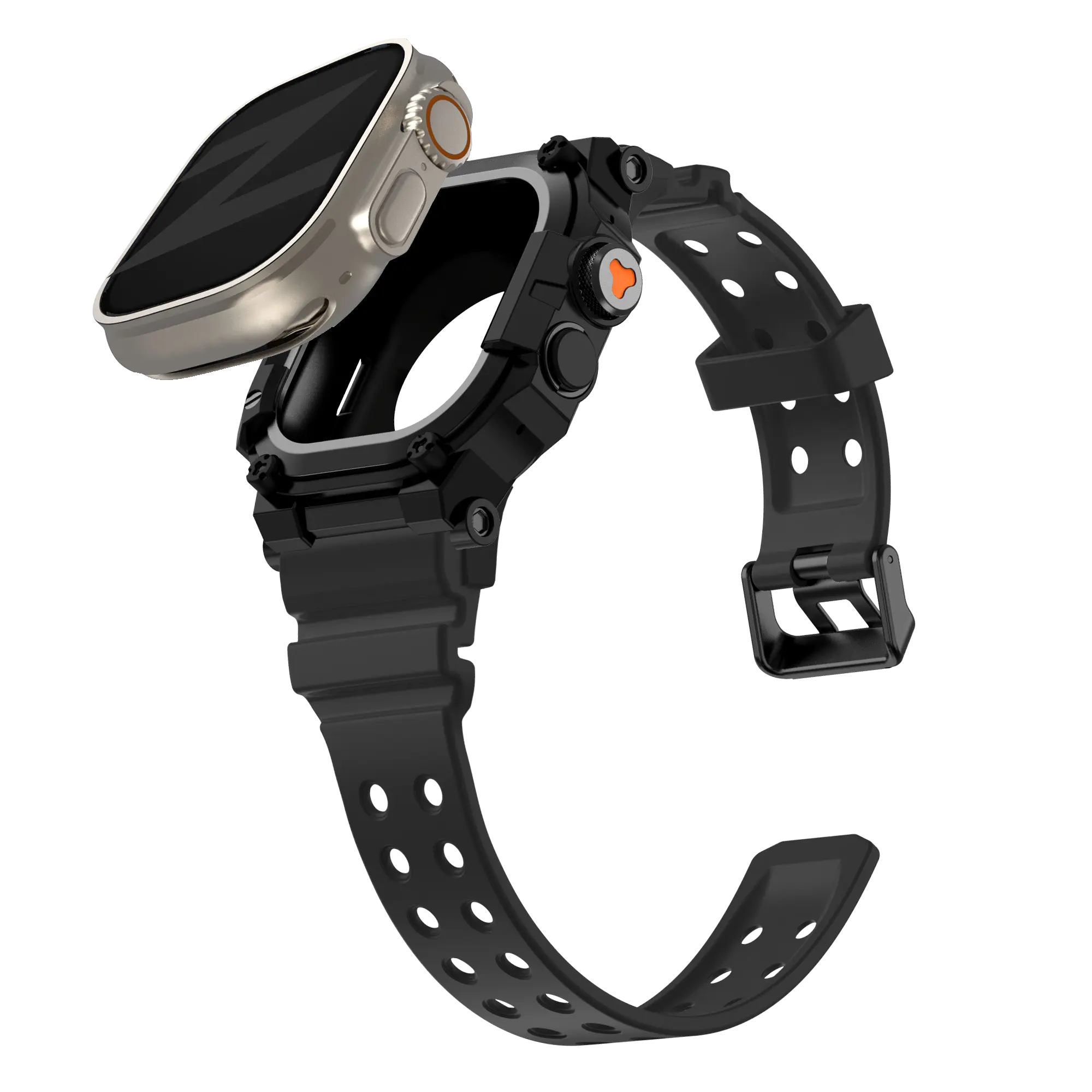 Bandz Apple Watch Ultra TPU Strap with Case (Black with Black)