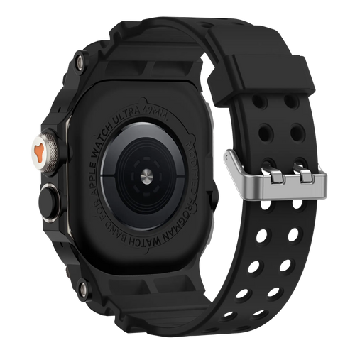Bandz Apple Watch Ultra TPU band met case (zwart met titanium)