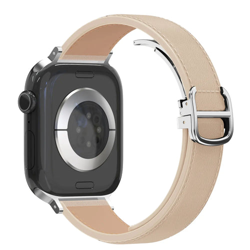 Bandz Apple Watch Lederen band 'D-Type' (beige)