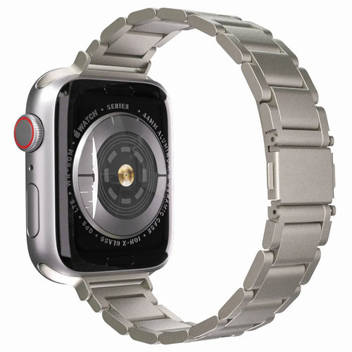 Luxury Metal Strap 'Slim', starlight, on a watch, 3/4 rear view