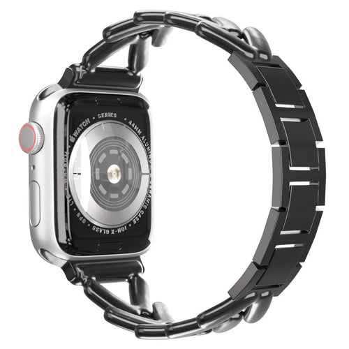 Steel Strap V-Type, black, on a watch, 3/4 rear view