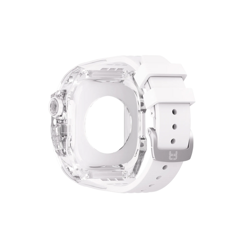 Reqior Apple Watch 45mm polymer case met rubberen band (transparant)
