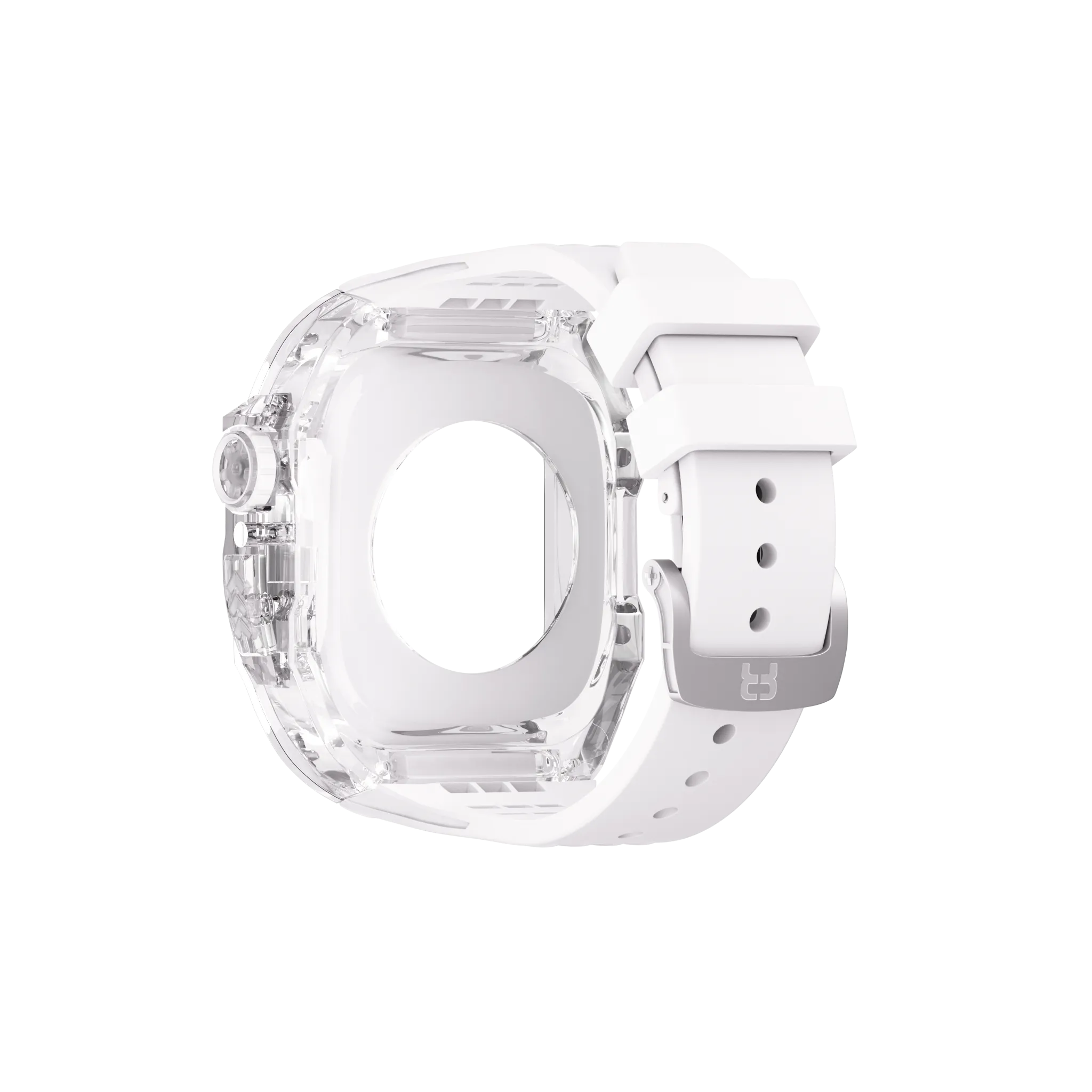 Reqior Apple Watch 45mm polymer case met rubberen band (transparant)