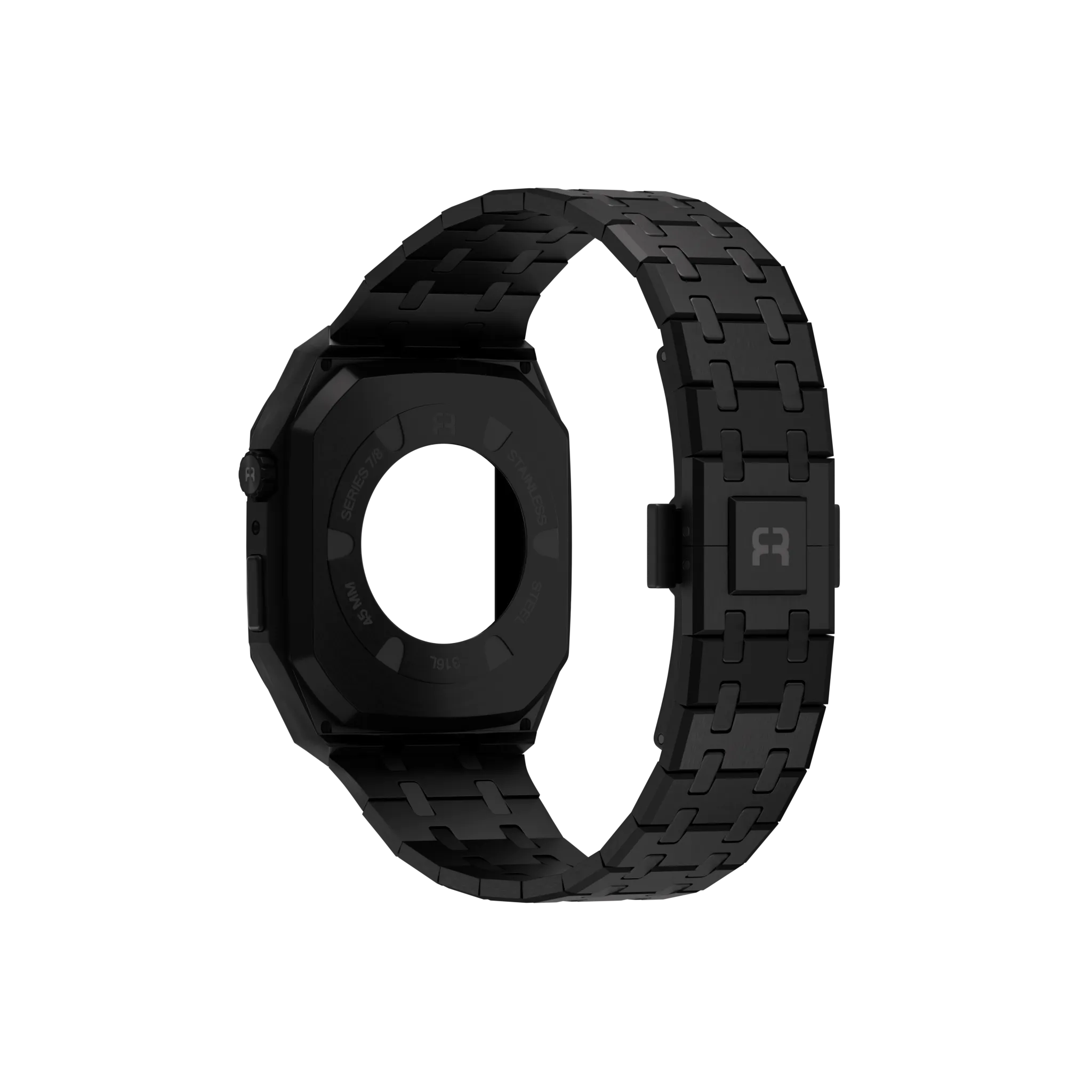 Reqior Apple Watch 45mm Case with Steel Strap (Black)