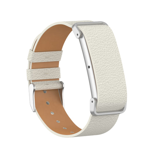 Litchi Leather Strap, beige, on a watch, 3/4 rear view