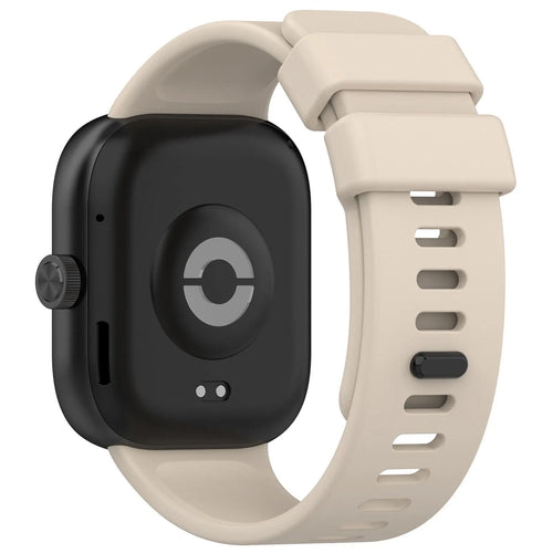 Silicone Strap, beige, on a watch, 3/4 rear view