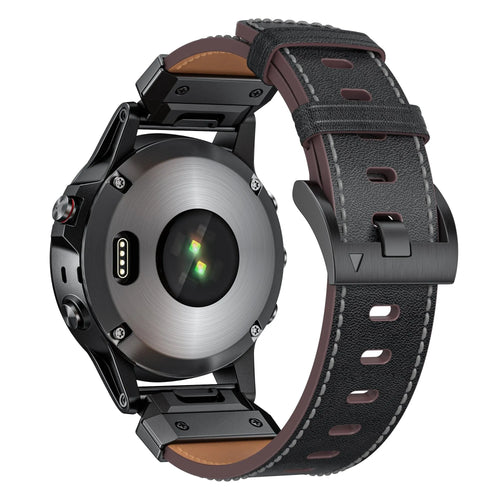 Genuine Leather Strap, black, on a watch, 3/4 rear view