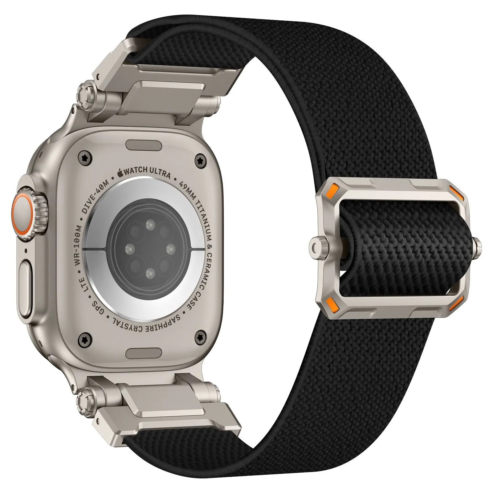 Apple Watch 'Explorer' polyester band (zwart met titanium)