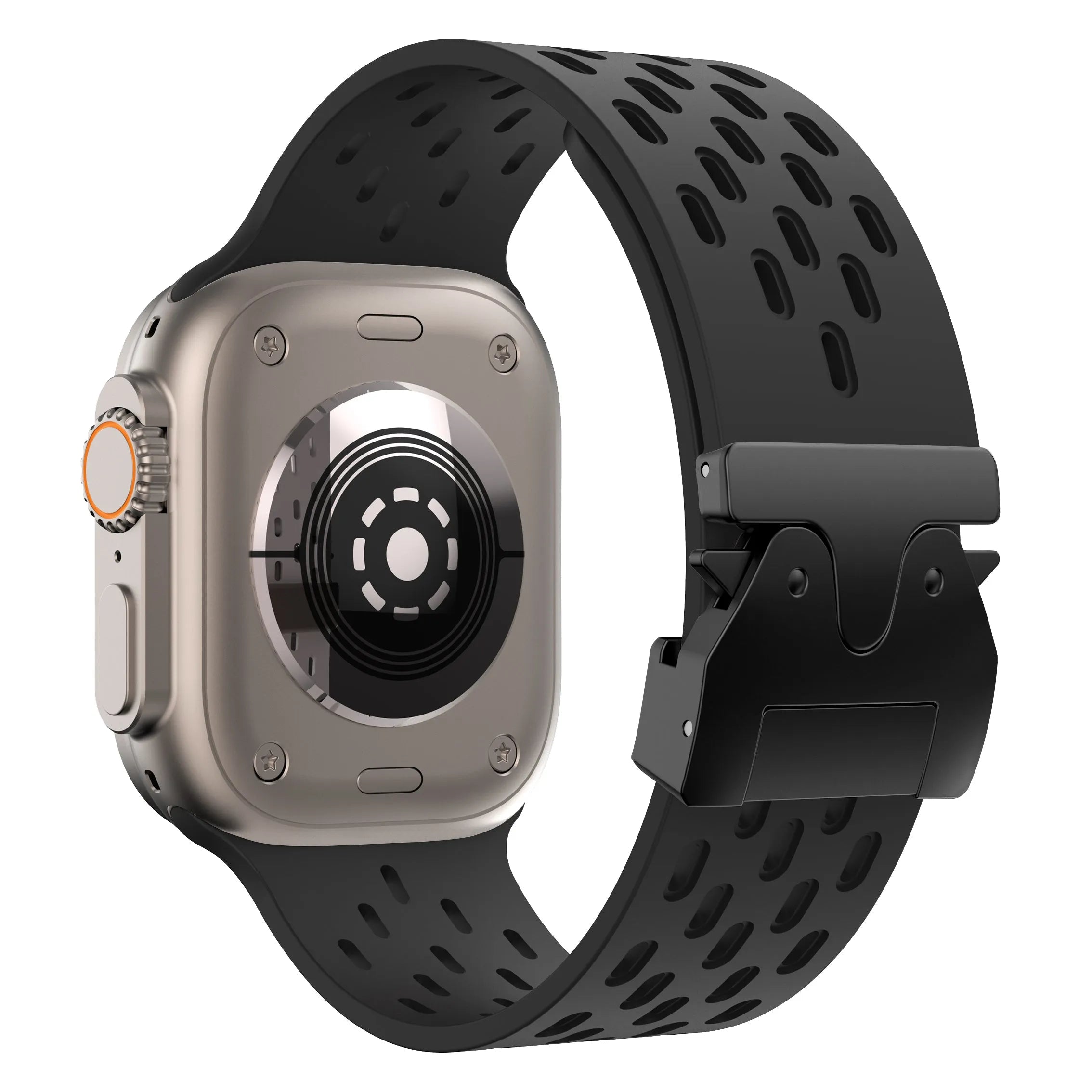 Apple Watch siliconen air bandje met P-Buckle (zwart)