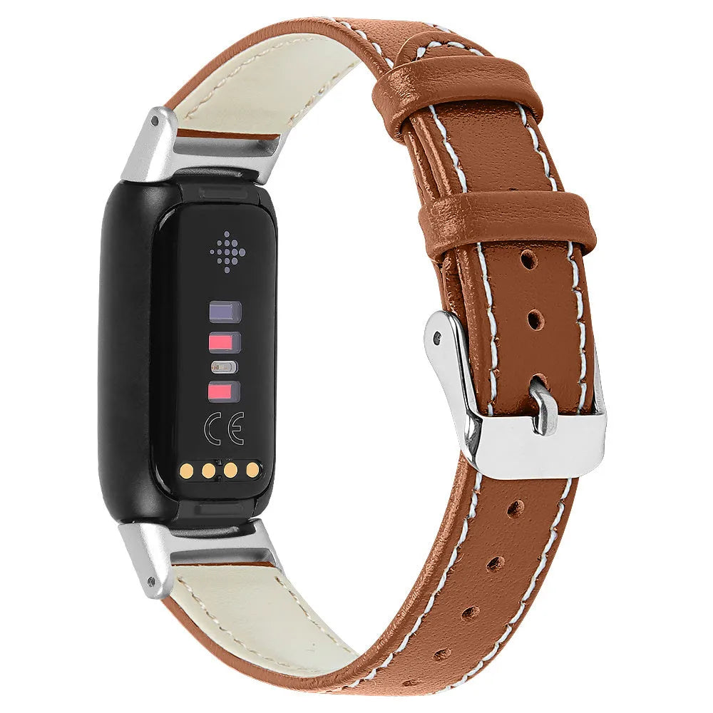 Fitbit Luxe modern leren bandje (bruin)