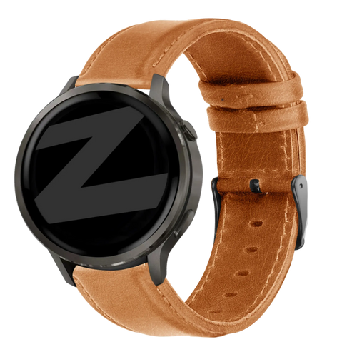 Bandz Garmin Vivoactive 4 Leather Strap 'Classic' (Brown)