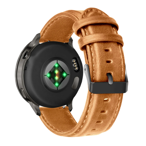 Bandz Garmin Vivoactive 4 Leather Strap 'Classic' (Brown)