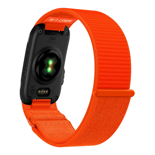 Nylon Strap 'Classic', orange, on a watch, 3/4 rear view