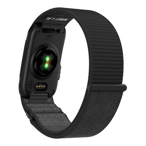 Nylon Strap 'Classic', rock black, on a watch, 3/4 rear view