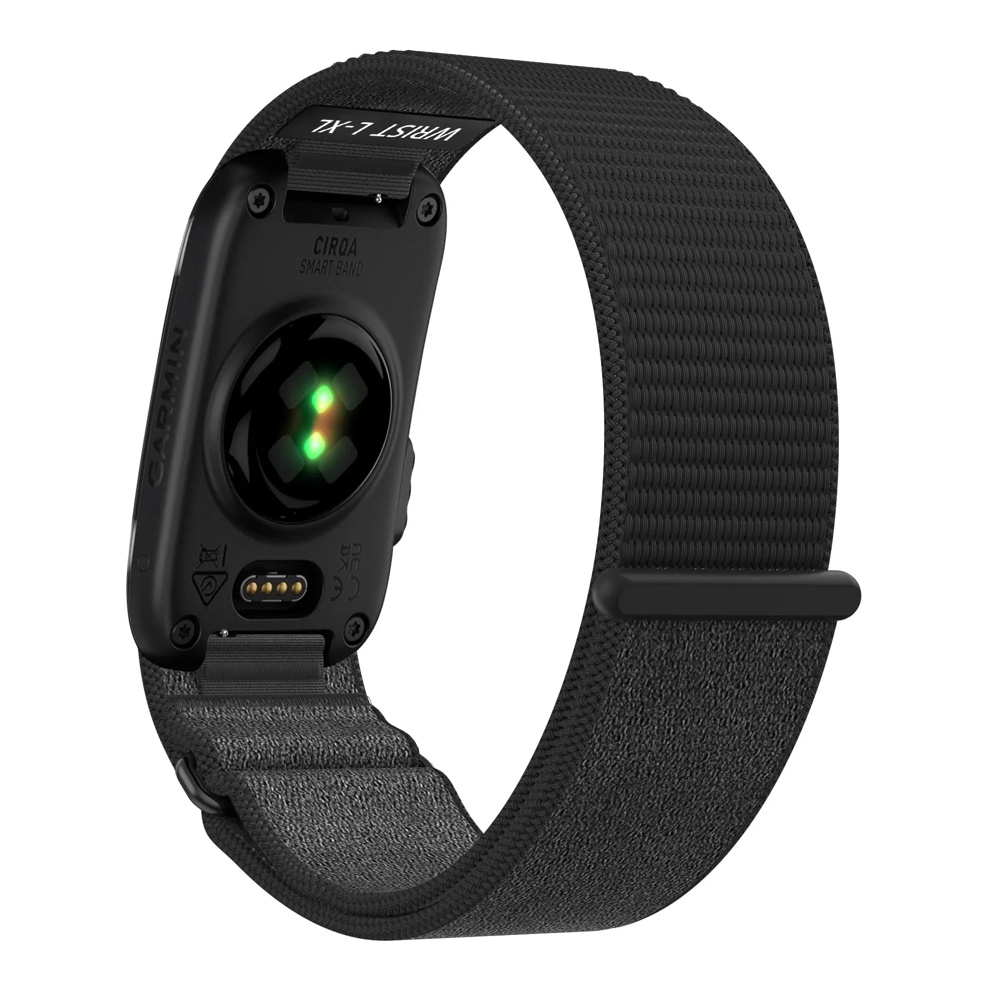 Nylon Strap 'Classic', rock black, on a watch, 3/4 rear view