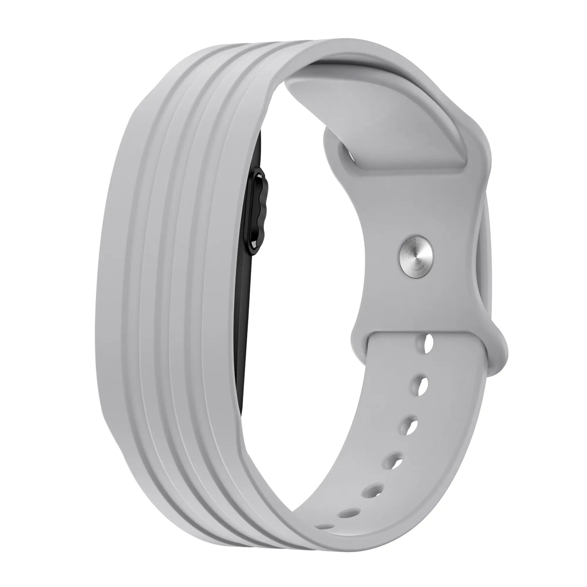 Silicone Strap 'Classic', grey, on a watch, 3/4 rear view