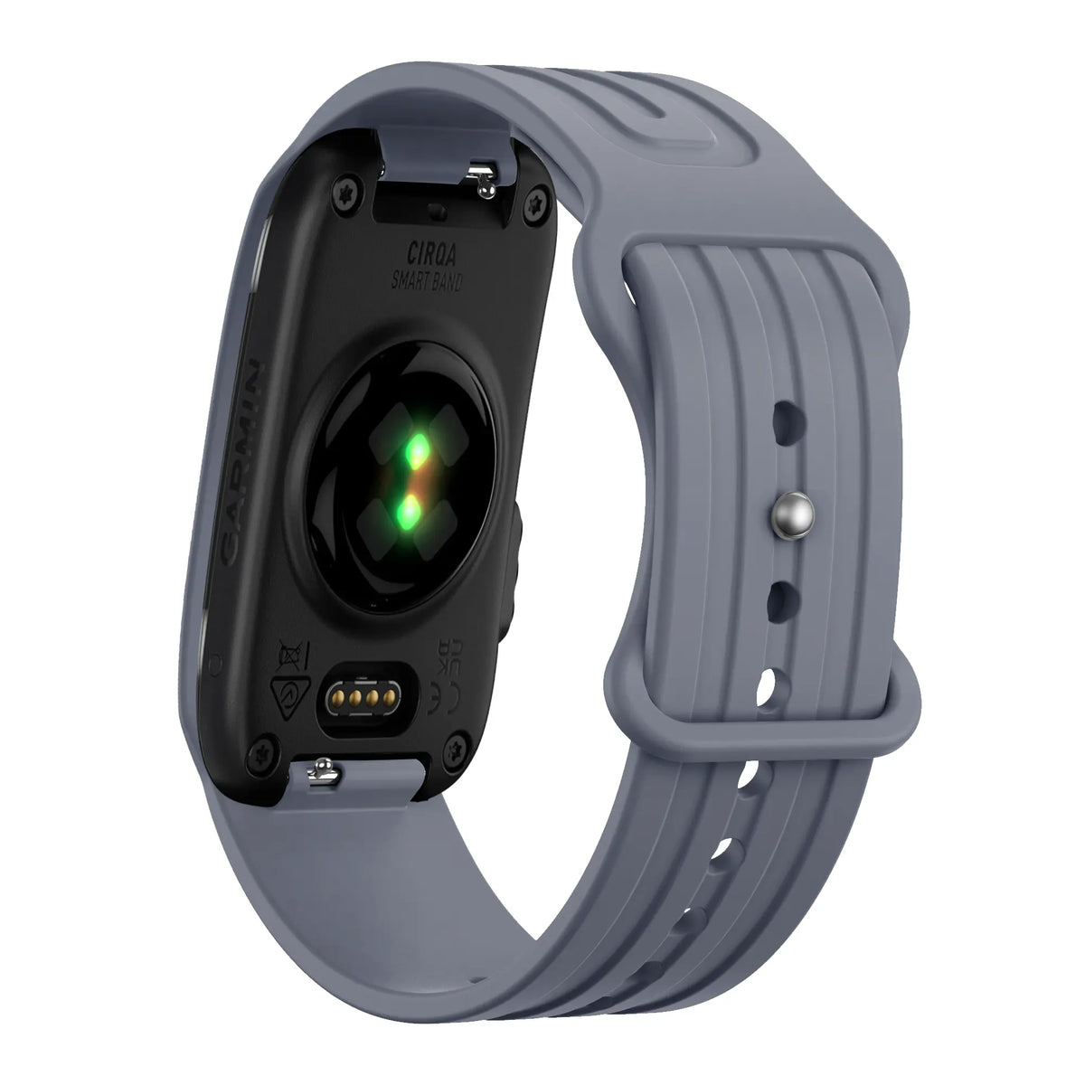 Silicone Strap 'Classic', grey-blue, on a watch, 3/4 rear view