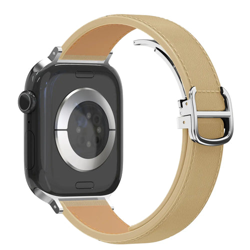Bandz Apple Watch Lederen band 'D-Type' (creme)