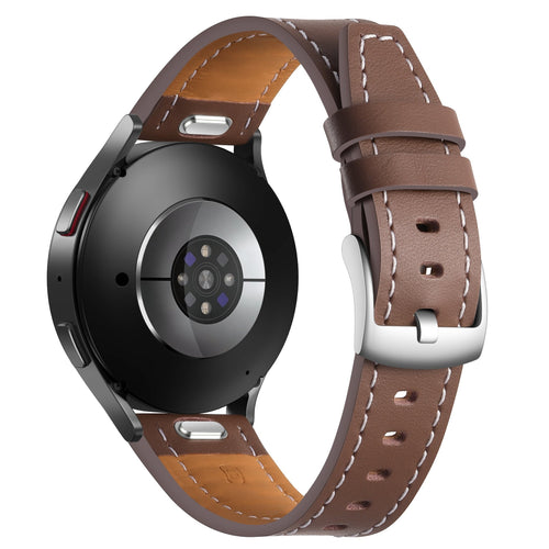 Samsung Galaxy Watch 7 - 40mm 'One Push' Leather Strap (Dark Brown)