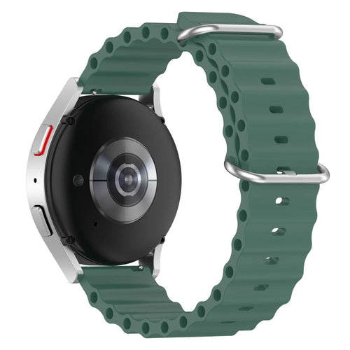 Silicone Ocean Strap, dark green, on a watch, 3/4 rear view
